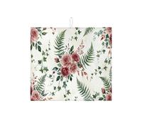 Tappetino scolapiatti floreale per bancone della cucina, tappetino assorbente per scolapiatti vintage con rose verdi, tappetino in microfibra botanico primaverile per decorazione bancone della cucina