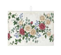 Tappetino scolapiatti floreale per bancone della cucina, tappetino assorbente rosa per scolapiatti in microfibra primaverile per bancone della cucina, protezione da bar, 45,7 x 61 cm