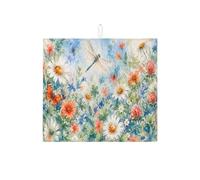 Tappetino scolapiatti floreale per bancone della cucina, tappetino assorbente scolapiatti a farfalla, tappetino scolapiatti in microfibra per giardino primaverile, protezione per bar, 40,6 x 45,7 cm