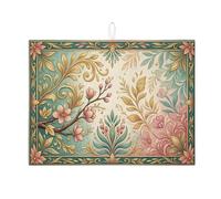 Tappetino scolapiatti floreale per bancone della cucina, tappetino assorbente scolapiatti color foglia di tè, tappetino scolapiatti vintage primaverile in microfibra per protezione bar 45,7 x 61 cm