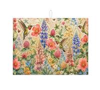 Tappetino scolapiatti floreale per bancone della cucina, tappetino assorbente scolapiatti con colibrì, tappetino scolapiatti vintage in microfibra per la primavera e l'estate, protezione per bar, 45 x