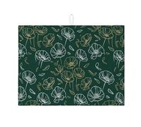 Tappetino scolapiatti floreale per bancone della cucina, tappetino assorbente scolapiatti verde, tappetino scolapiatti moderno in microfibra botanica per protezione da bar, 45,7 x 61 cm
