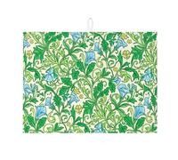 Tappetino scolapiatti floreale per bancone della cucina, tappetino assorbente verde e blu, tappetino scolapiatti in microfibra con motivo vintage per cucina, caffè, bar, protezione 45,7 x 61 cm