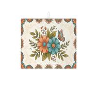 Tappetino scolapiatti floreale per bancone della cucina, tappetino assorbente vintage arancione blu, tappetino scolapiatti in microfibra con farfalla primaverile, protezione 40,6 x 45,7 cm
