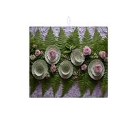 Tappetino scolapiatti floreale per bancone della cucina, tappetino assorbente vintage color rosa pesca, tappetino scolapiatti in microfibra decorativo primaverile per bancone della cucina, protezione