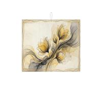 Tappetino scolapiatti floreale per bancone della cucina, tappetino scolapiatti artistico assorbente giallo in microfibra ispirato alla primavera, per decorazione della cucina, 40,6 x 45,7 cm