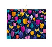 Tappetino scolapiatti floreale per bancone della cucina, tappetino scolapiatti assorbente con fioritura primaverile, moderno tappetino in microfibra per proteggere bar, 45,7 x 61 cm