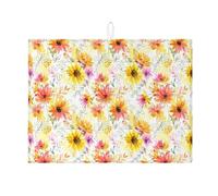 Tappetino scolapiatti floreale per bancone della cucina, tappetino scolapiatti assorbente giallo brillante floreale per primavera estate acquerello tappetino per asciugatura per bar 45,7 x 61 cm