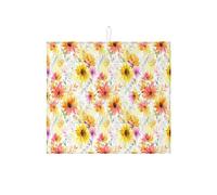 Tappetino scolapiatti floreale per bancone della cucina, tappetino scolapiatti assorbente giallo brillante floreale per primavera estate acquerello tappetino per asciugatura per bar 40,6 x 45,7 cm