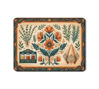 Tappetino scolapiatti floreale per bancone della cucina, tappetino scolapiatti assorbente in gomma arancione botanico, tappetino scolapiatti rustico vintage per protezione bar 45,7 x 61 cm