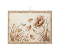 Tappetino scolapiatti floreale per bancone della cucina, tappetino scolapiatti assorbente vintage beige in microfibra ispirato all'autunno per protezione bar 45,7 x 61 cm