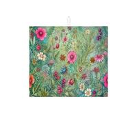 Tappetino scolapiatti floreale per bancone della cucina, tappetino scolapiatti assorbente vintage botanico in microfibra ispirato alla primavera, 40,6 x 45,7 cm