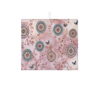 Tappetino scolapiatti floreale per bancone della cucina, tappetino scolapiatti assorbente vintage con farfalla floreale, tappetino scolapiatti in microfibra bohémien per decorazione bancone della