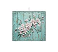 Tappetino scolapiatti floreale per bancone della cucina, tappetino scolapiatti assorbente vintage con fiori blu, tappetino scolapiatti in microfibra ispirato alla natura, per bar, 40,6 x 45,7 cm