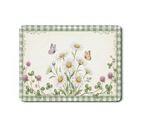 Tappetino scolapiatti floreale per bancone della cucina, tappetino scolapiatti in gomma assorbente a quadretti verdi con design a farfalla primaverile per protezione bar 45,7 x 61 cm
