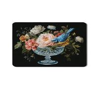 Tappetino scolapiatti floreale per bancone della cucina, tappetino scolapiatti in gomma assorbente con uccellino blu, tappetino scolapiatti in pelle PU primaverile per protezione bar 30,5 x 50,8 cm