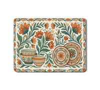 Tappetino scolapiatti floreale per bancone della cucina, tappetino scolapiatti in gomma assorbente vintage arancione verde, tappetino scolapiatti decorativo primaverile in pelle PU 45,7 x 61 cm