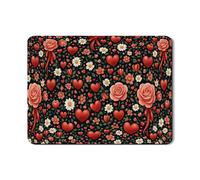 Tappetino scolapiatti floreale per bancone della cucina, tappetino scolapiatti in gomma assorbente vintage con rosa rossa, cuore primaverile, tappetino scolapiatti in pelle PU per bar, 45 x 61 cm