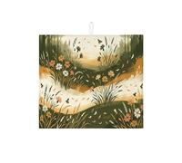 Tappetino scolapiatti floreale per bancone della cucina, verde oliva assorbente, tappetino scolapiatti in microfibra ispirato alla natura, per bancone della cucina, protezione da bar, 40,6 x 45,7 cm