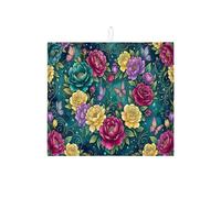 Tappetino scolapiatti floreale per bancone della cucina, vibrante peonia assorbente, tappetino scolapiatti in microfibra primaverile per protezione bar 40,6 x 45,7 cm