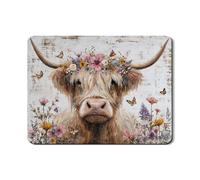 Tappetino scolapiatti floreale per cucina, mucca rustica floreale assorbente in gomma, tappetino scolapiatti primaverile in pelle PU per protezione bar 45,7 x 61 cm
