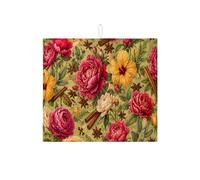 Tappetino scolapiatti floreale per cucina, tappetino scolapiatti assorbente vintage con fiori giallo pesca, tappetino scolapiatti in microfibra per primavera estate per bar, protezione da 40,6 x 45,7