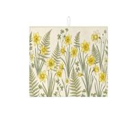 Tappetino scolapiatti floreale primaverile per bancone della cucina, tappetino assorbente giallo narciso, tappetino assorbente in microfibra ispirato alla natura, per proteggere il bancone della
