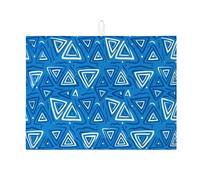 Tappetino scolapiatti geometrico blu per bancone della cucina, moderno triangolo assorbente, tappetino scolapiatti estivo astratto in microfibra protezione 45,7 x 61 cm