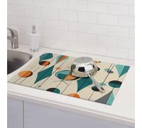 Tappetino scolapiatti geometrico di metà secolo per bancone della cucina, tappetino assorbente in microfibra reversibile, lavabile, 45,7 x 61 cm, facile da pulire, per decorare la casa, la cucina, la