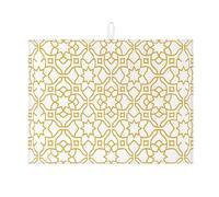 Tappetino scolapiatti geometrico dorato per bancone della cucina, moderno e assorbente, tappetino scolapiatti in microfibra per tutto l'anno per proteggere il bar, 45,7 x 61 cm