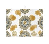 Tappetino scolapiatti geometrico per bancone della cucina, tappetino assorbente bianco e oro, moderno tappetino circolare in microfibra per bar 45,7 x 61 cm