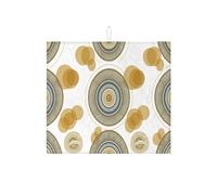 Tappetino scolapiatti geometrico per bancone della cucina, tappetino assorbente bianco e oro, moderno tappetino circolare in microfibra per bar, 40,6 x 45,7 cm