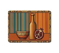 Tappetino scolapiatti geometrico rustico per bancone della cucina, in gomma assorbente, arancione e verde acqua, tappetino scolapiatti in pelle sintetica per proteggere la cucina, 45,7 x 61 cm