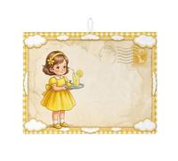 Tappetino scolapiatti giallo a quadretti per bancone della cucina, tappetino scolapiatti assorbente vintage a forma di nuvola, tappetino in microfibra giocoso estivo per bar, 45 x 61 cm