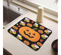 Tappetino scolapiatti giallo bombi Halloween zucca mostri api Halloween | Stuoie di essiccazione per i piatti Resistente al calore Controsoffitto Pad Cucina Controsoffitto Decor