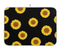 Tappetino scolapiatti giallo girasoli neri per bancone della cucina scolapiatti tappetino assorbente reversibile tappetino da caffè tappetino da cucina 45,7 x 61 cm