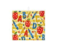 Tappetino scolapiatti giallo per bancone della cucina, con graziosi frutti e stelle, assorbente, tappetino scolapiatti estivo in microfibra per proteggere il bar, 40,6 x 45,7 cm