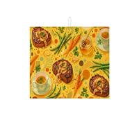 Tappetino scolapiatti giallo per bancone della cucina, tappetino assorbente per scolapiatti Gourmet, tappetino scolapiatti rustico in microfibra, per cucina, sala da pranzo, protezione 40,6 x 45,7 cm