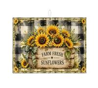 Tappetino scolapiatti giallo per cucina, casa colonica rustica in microfibra, assorbente, decorazione per cucina primaverile ed estate, 45,7 x 61 cm