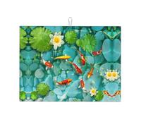 Tappetino scolapiatti giapponese con stampa di carpa rossa, assorbente, tappetino scolapiatti per cucina, tappetino antiscivolo, 45,7 x 61 cm