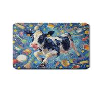 Tappetino scolapiatti giocoso a forma di mucca, per bancone della cucina, colorato animale della fattoria, in gomma assorbente, tappetino scolapiatti in pelle PU per decorazione bancone della cucina