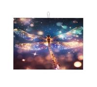 Tappetino scolapiatti glitterato con libellula volante assorbente per bancone della cucina, tappetino scolapiatti antiscivolo, 45,7 x 61 cm