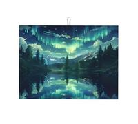Tappetino Scolapiatti Glowing Aurora Lake 41x46cm Tappetini per Lavello da | cucina Antiscivolo Tappetino Lavello Cucina microfibra Tappetini lavandino per vetro Piatti