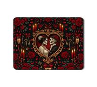 Tappetino scolapiatti gotico con rosa rossa per bancone della cucina, con coppia di teschi, tappetino scolapiatti in gomma assorbente, tappetino scolapiatti in pelle sintetica vintage per Halloween