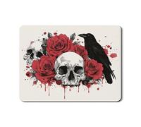 Tappetino scolapiatti gotico per bancone della cucina, tappetino in gomma assorbente con teschio di rosa rossa, tappetino per asciugatura in pelle PU per Halloween, protezione per bar, 45,7 x 61 cm