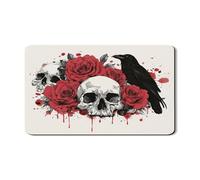 Tappetino scolapiatti gotico per bancone della cucina, tappetino in gomma assorbente con teschio di rosa rossa, tappetino per asciugatura in pelle PU per Halloween, protezione per bar, 30,5 x 50,8 cm