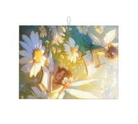 Tappetino scolapiatti grande con due elfi che leggono tra i fiori, 45,7 x 61 cm, super assorbente e lavabile in lavatrice