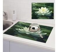 Tappetino scolapiatti grande con fiore di loto sull'acqua, 45,7 x 61 cm, tappetino scolapiatti per bancone della cucina, super assorbente, ad asciugatura rapida, tappetino per scolapiatti da caffè,