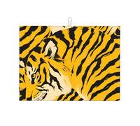 Tappetino scolapiatti grande con illustrazione di tigre e motivi, 45,7 x 61 cm, super assorbente e lavabile in lavatrice