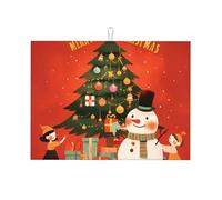 Tappetino scolapiatti grande con pupazzo di neve, 45,7 x 61 cm, super assorbente e lavabile in lavatrice